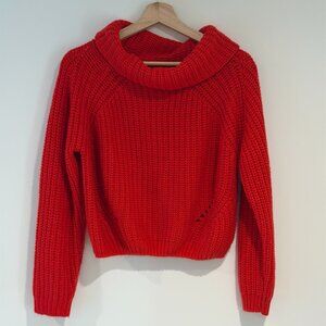 Cozy Knit Cowl Neck Holiday Cropped Sweater Moon & Madison Size S